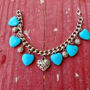 Genuine Gemstone turquoise Howlite Charm Bracelet